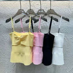 Premium Chanel Hosenträger Gelb Strick Style