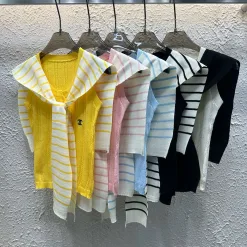 Luxus Chanel Weste Gelb Strick Bestickte Kollektion