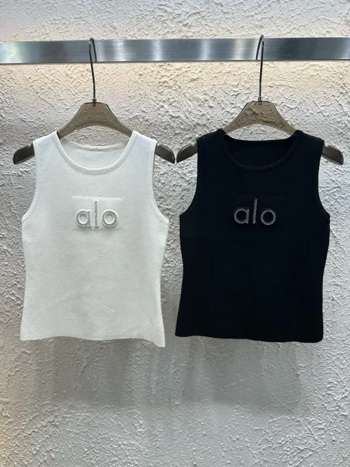 Premium Alo Weste Weiß Strickkollektion