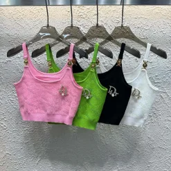 Hochwertige Dior Hosenträger Pink Strick Luxus