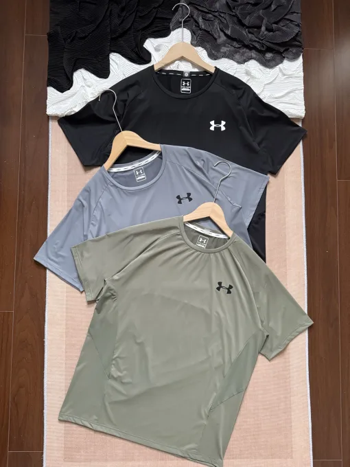 Premium Under Armour Kurzarm Schwarz Seide Atmungsaktiv Luxus