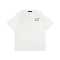 Luxus Louis Vuitton Kurzarm Baumwolle Strass Luxus