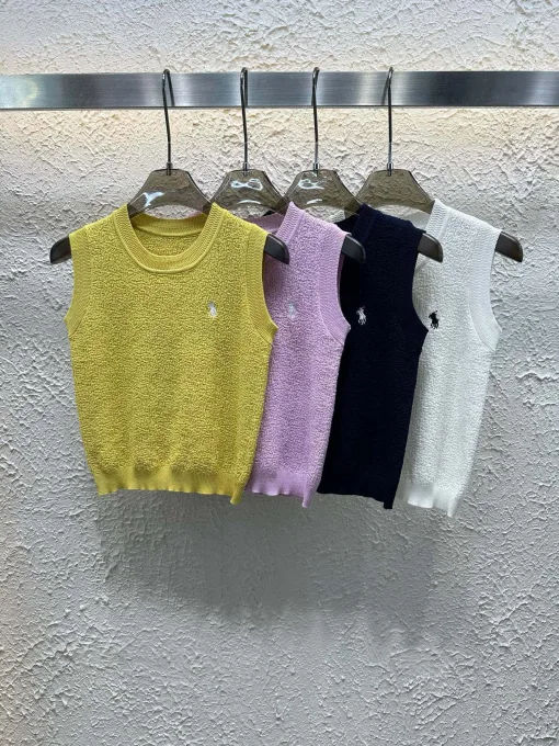 Luxus-Weste von Ralph Lauren aus der Kollektion mit gelber Strickstickerei
