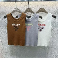 Prada Weste in Premiumqualität, braun, Stricklogo, Luxus