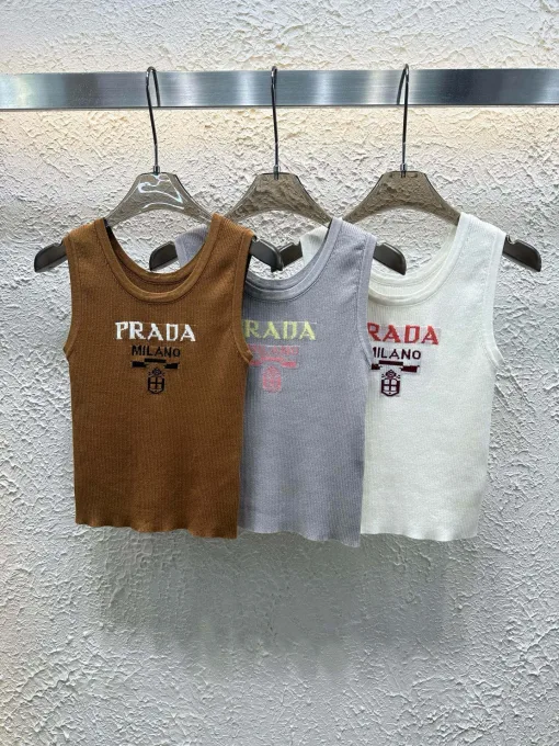 Prada Weste in Premiumqualität, braun, Stricklogo, Luxus