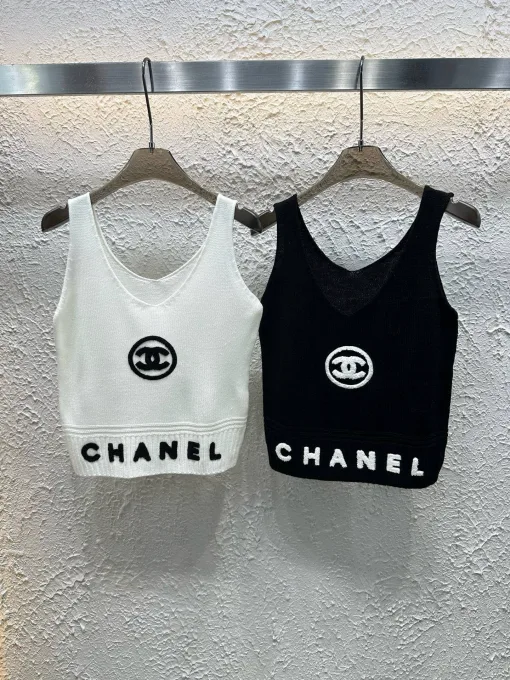 Bestseller Chanel Weste Weiß Strick Bestickt Luxus
