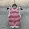 Hochwertige Chanel Weste Pink Strick Gestreift Stil
