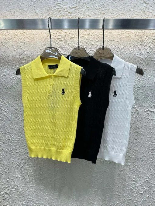 Premium Ralph Lauren Weste, Gelb, Strick, Bestickt