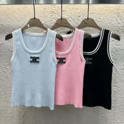 Luxus Celine Weste Blau Strick Kollektion