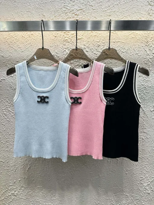 Luxus Celine Weste Blau Strick Kollektion