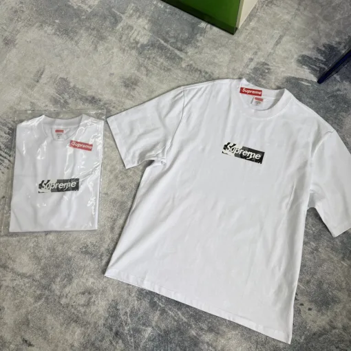 Luxus Supreme Kurzarm Weiß Logo Kollektion