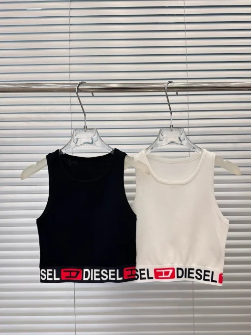Premium Diesel Weste in Schwarz mit Logo-Strick