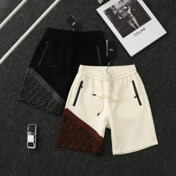 Bestseller Fendi Shorts Schwarzer Baumwolldruckstil