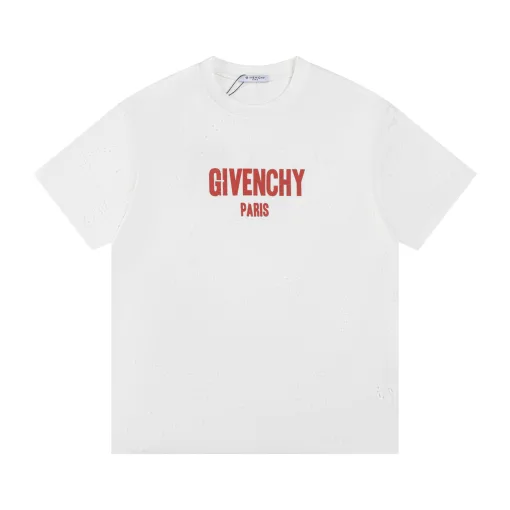 Hochwertige Givenchy-Kollektion mit kurzen Ärmeln und weißem Baumwolldruck