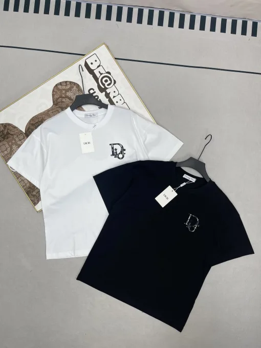 Luxus-Logo-Kollektion aus weißer Baumwolle mit kurzen Ärmeln von Dior