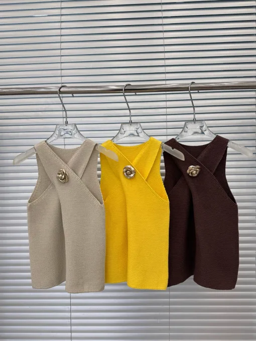 Premium Chanel Weste Braun Strick Kollektion