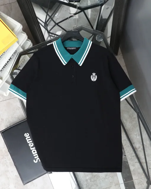 Hochwertige Dolce & Gabbana Kurzarm T-Shirts Schwarz Wolle Logo Luxus