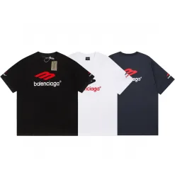 Hochwertige Balenciaga Kurzarm Weiß Baumwolle Logo Luxus