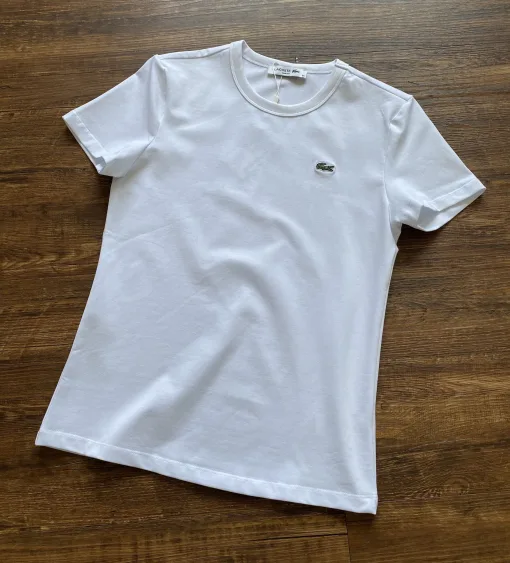 Hochwertige Lacoste Kurzarm-Kollektion aus weißer Baumwolle