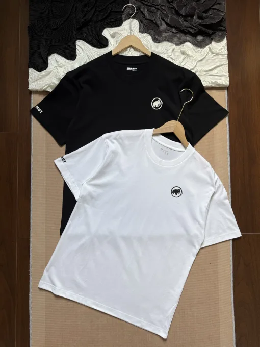 Premium Mammut Kurzarm Schwarz Baumwolle Logo Luxus