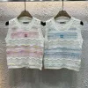 Hochwertige Chanel Weste Pink Strick Gestreift Luxus
