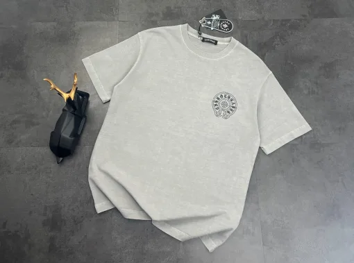 Premium Chrome Hearts Kurzarm Schwarz Baumwolle Gewaschen Luxus