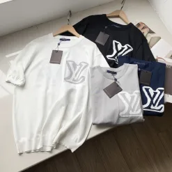 Meistverkaufte Louis Vuitton Kurzarm Weiß Seide Jacquard Luxus