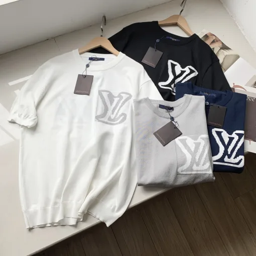 Meistverkaufte Louis Vuitton Kurzarm Weiß Seide Jacquard Luxus