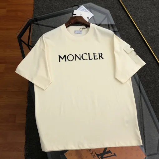 Luxus Moncler Kurzarm Schwarz Baumwolle Print Luxus