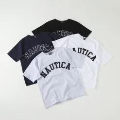 Premium Qualität Nautica Kurzarm Schwarz Baumwolle Monogramm Stil