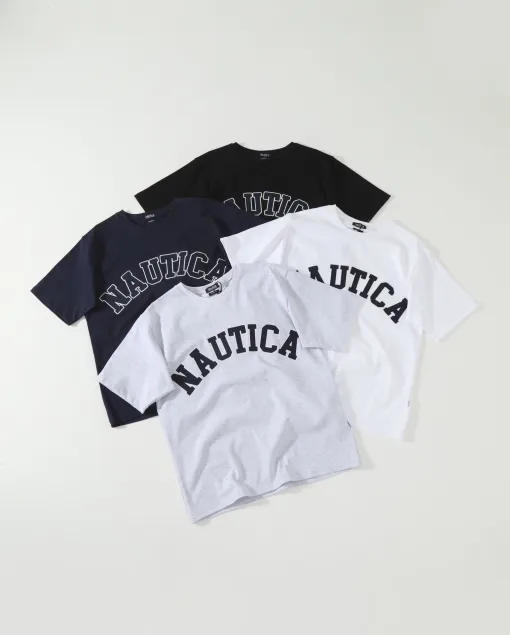 Premium Qualität Nautica Kurzarm Schwarz Baumwolle Monogramm Stil