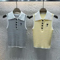 Premium Dior Weste im gelben Strickstil mit Stickerei