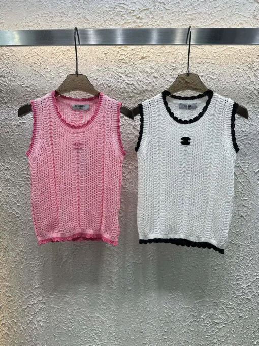 Luxus Chanel Weste Pink Strick Luxus