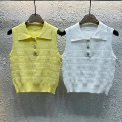 Hochwertige Miu Miu Weste Gelbe Strick-Jacquard-Kollektion
