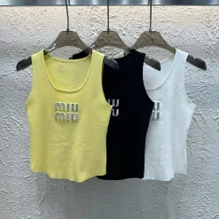 Hochwertige Miu Miu Weste Gelbe Strickkollektion