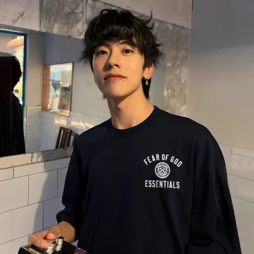 Luxus Fear Of God Kurzarm Schwarz Baumwolle Print Style