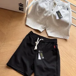Premium Ralph Lauren Shorts Graue Baumwollstickerei Kollektion