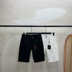 Premium Louis Vuitton Shorts Schwarzes Leder Gewaschen Luxus