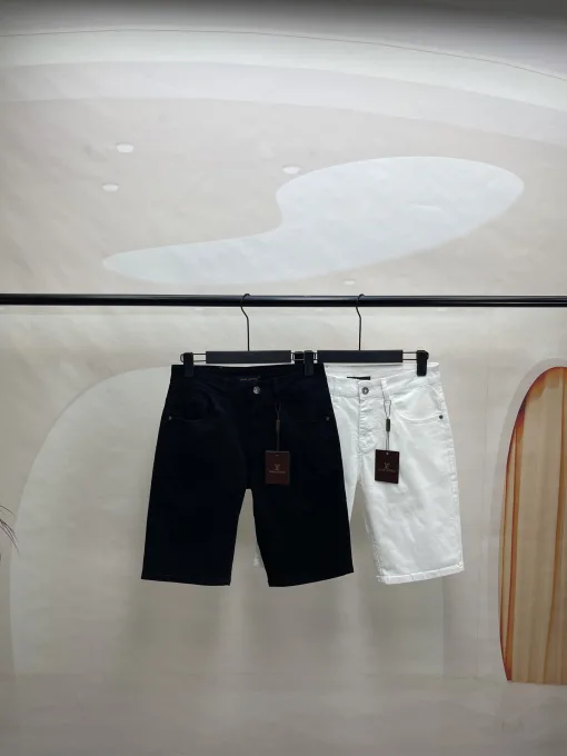 Premium Louis Vuitton Shorts Schwarzes Leder Gewaschen Luxus
