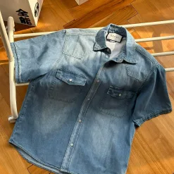 Premium Gucci Kurzarm-Denim-Patchwork-Kollektion