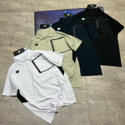 Premium Qualität Descente Kurzarm Grün Baumwolle Patchwork Luxus