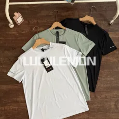 Hochwertiges Lululemon T-Shirt aus schwarzer Seide, atmungsaktiver Stil
