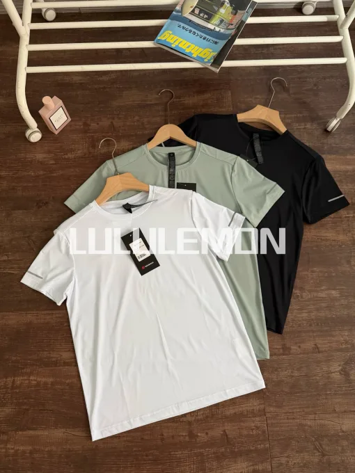 Hochwertiges Lululemon T-Shirt aus schwarzer Seide, atmungsaktiver Stil