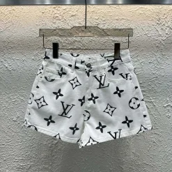 Premium Louis Vuitton Shorts im weißen Denim-Print-Stil