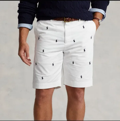 Luxus Ralph Lauren Shorts Schwarz Baumwolle Stickerei Luxus