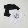Hochwertiger Moncler Kurzarm Schwarz Baumwolle Bestickt Luxus