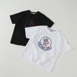 Hochwertiger Moncler Kurzarm Schwarz Baumwolle Bestickt Luxus