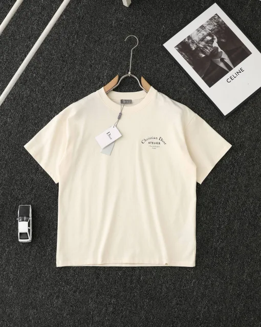 Premium Dior Kurzarm Schwarz Baumwolle Logo Luxus