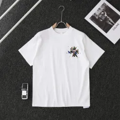 Hochwertige Chrome Hearts Kurzarm-Kollektion mit goldenem Baumwolldruck