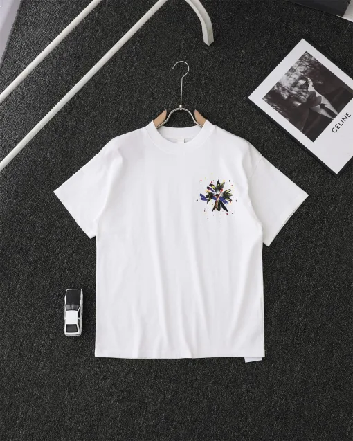 Hochwertige Chrome Hearts Kurzarm-Kollektion mit goldenem Baumwolldruck